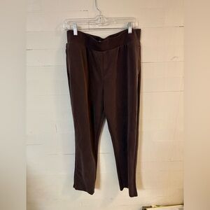 FLX Brown Pull On Pants Size L Stretch Tapered Leg Comfort Workwear